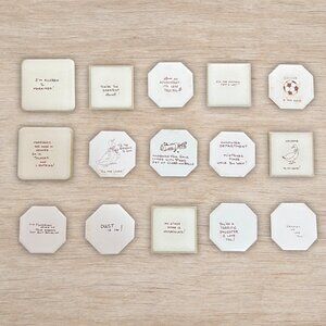 Lot of 15 Vintage Hand Painted Tiles Small Craft Designs Home Decor (C)